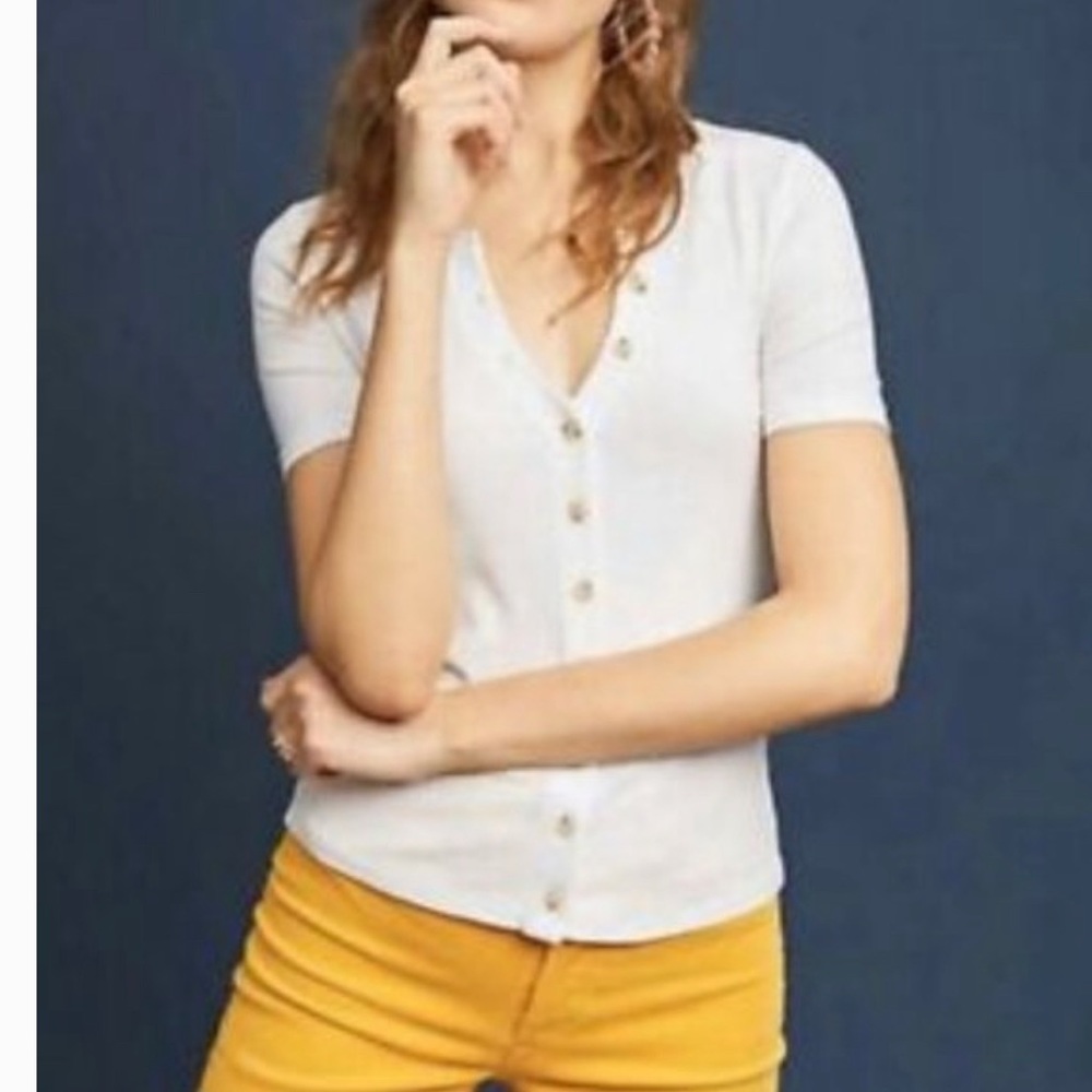 Anthro Maeve White Buttonup, XS